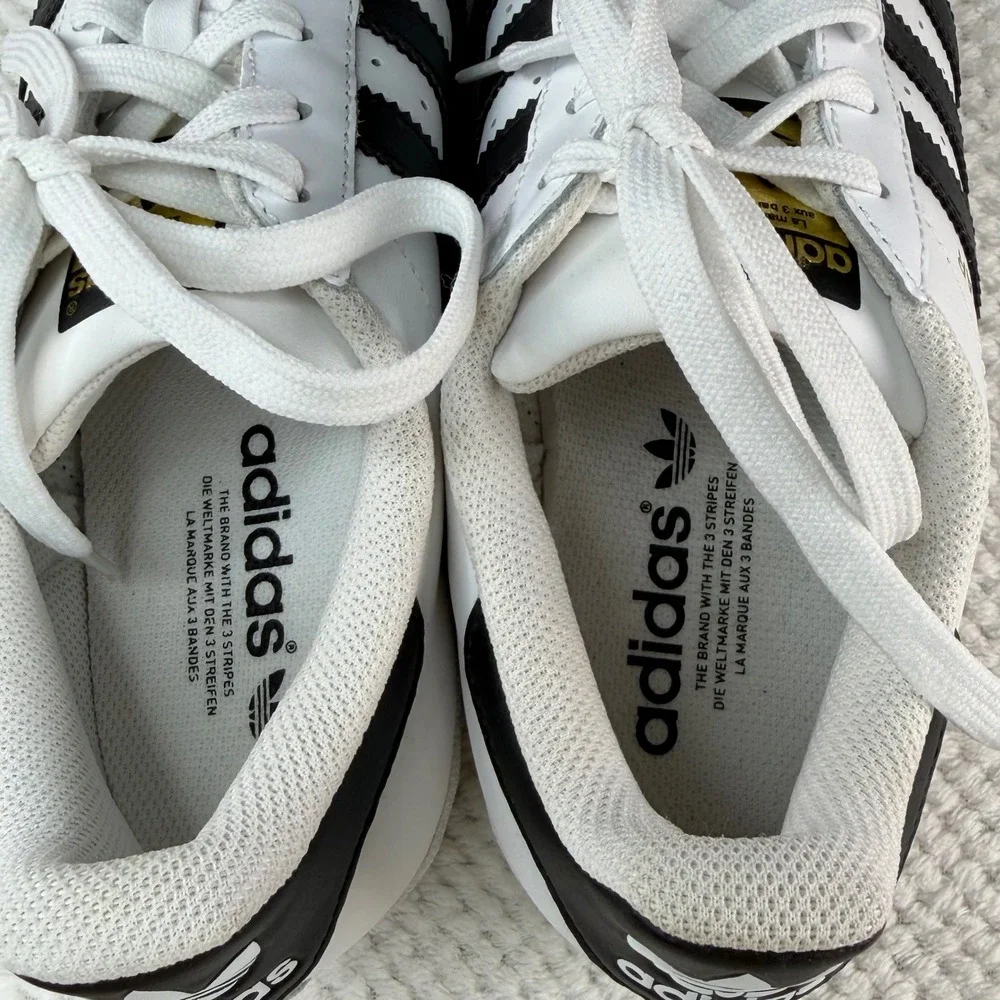 Adidas Superstar White Black Leather Shell Toe Sneakers C77124 Mens Size 8